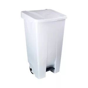 Poubelle à pédale 120L PP blanc couvercle blanc 42,5x51xx87,5cm